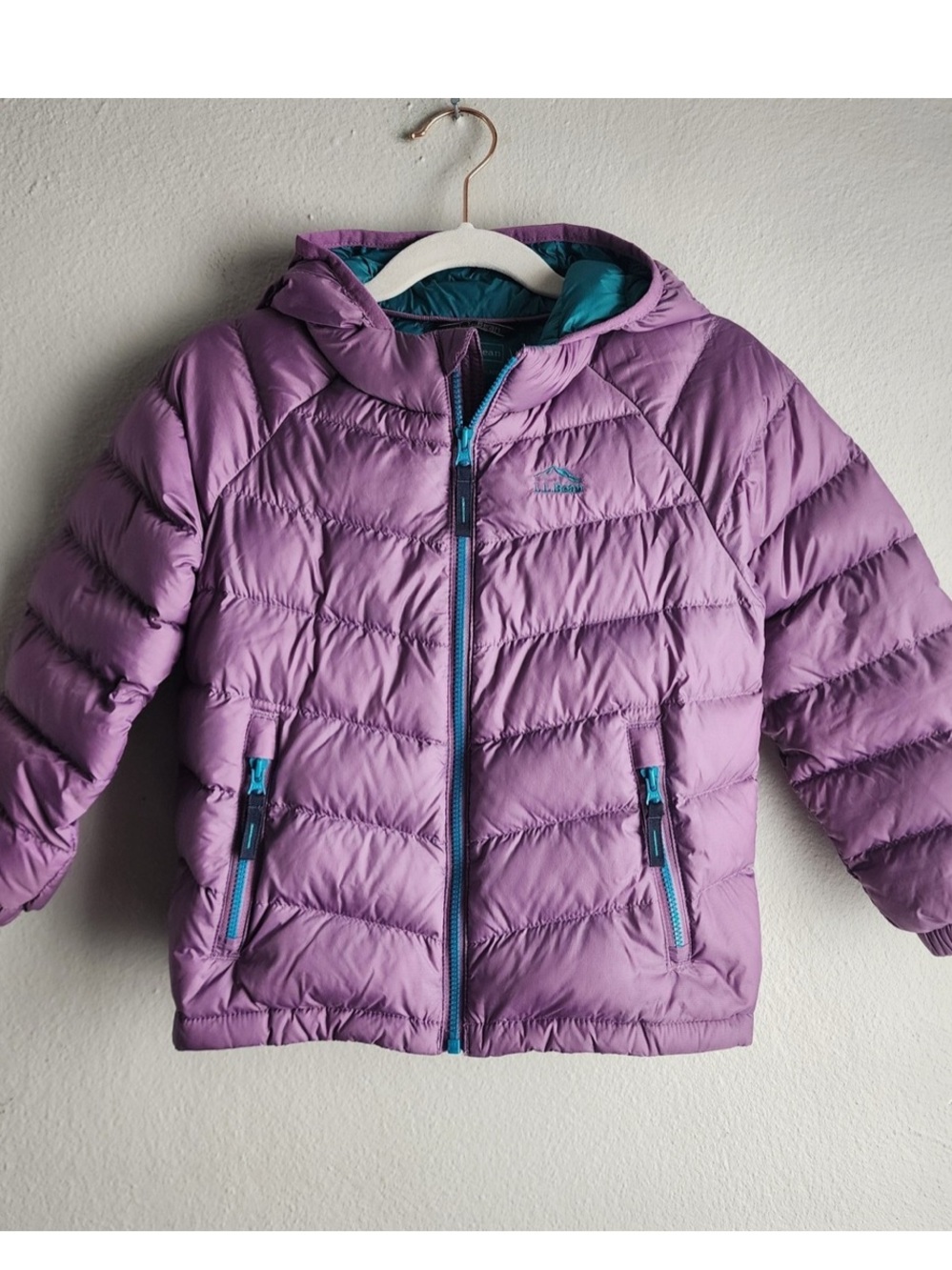 L.L. Bean Ultralight 650 Hooded Down Jacket Size 4T Purple Downtek